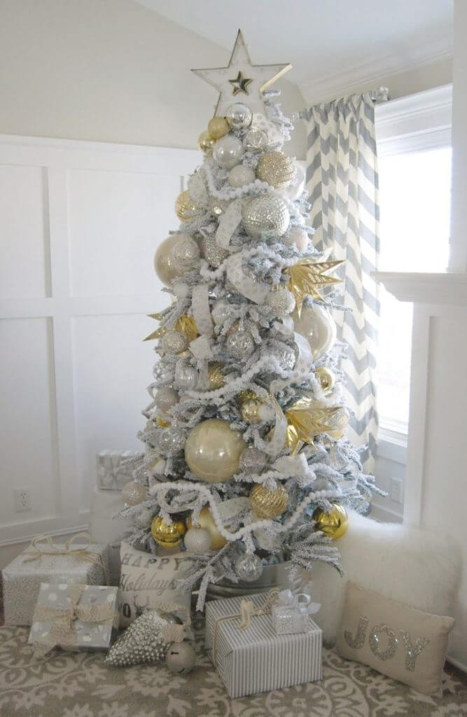 Fancy Gold White Silver Tree Decor