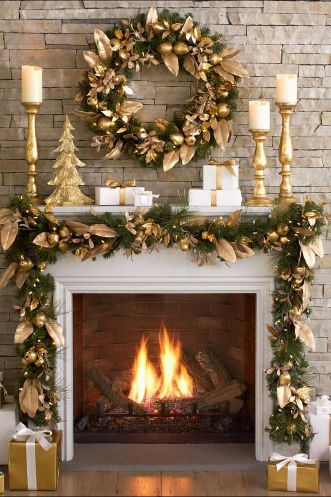Fireplace Mantel Golden Decoration