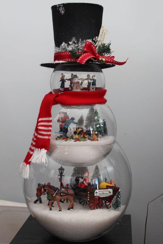 Fishbowl Snowman Christmas Centerpiece