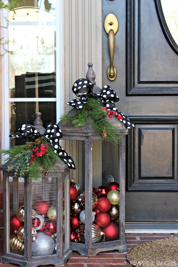 Front Door Christmas Balls Lantern