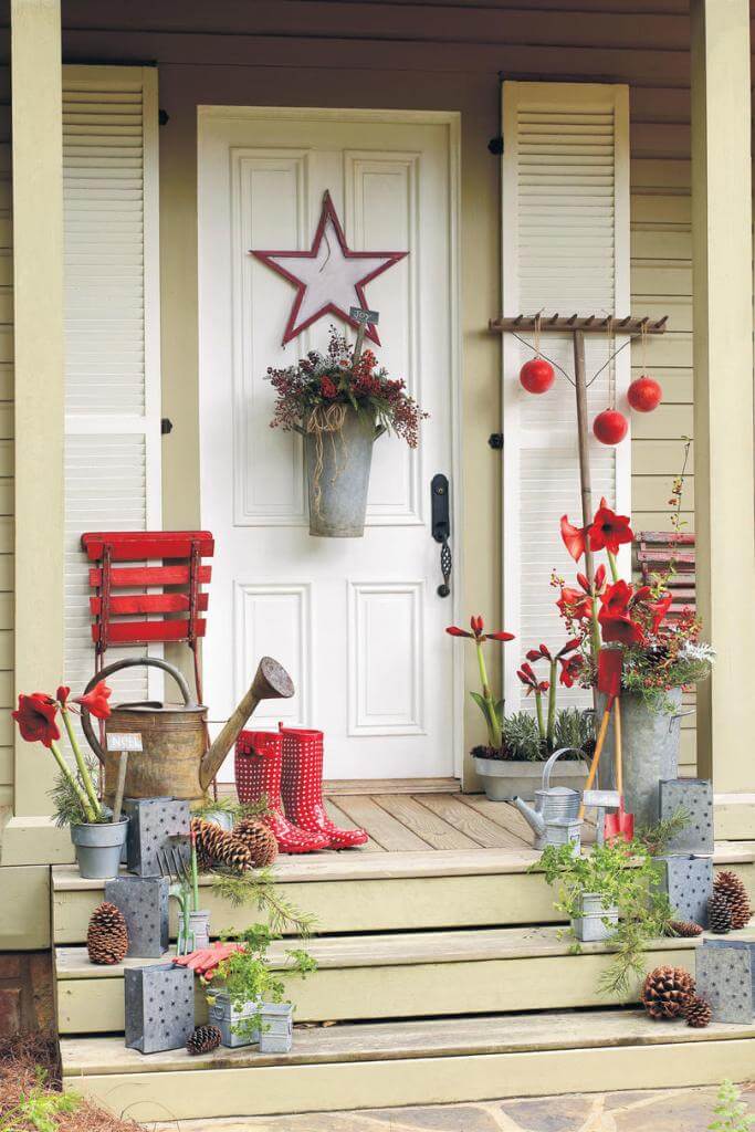 Garden Inspired Christmas Porch Decoration