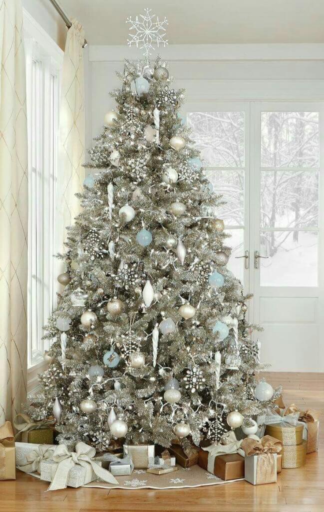Glittering Silver White Christmas Tree