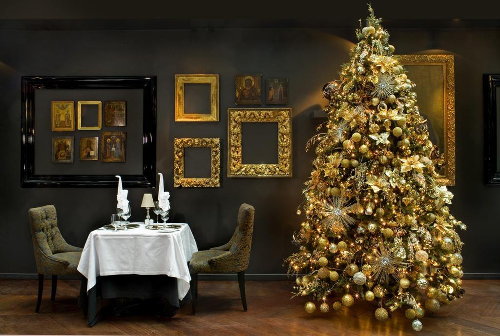 Gold Christmas Tree Living Room
