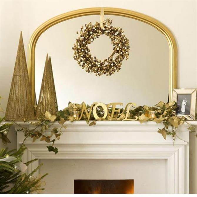 Golden Wreath Mantel Decoration
