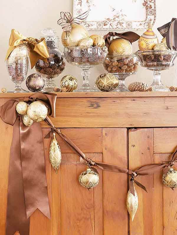 Kitchen Cupboard Gold Christmas Decor
