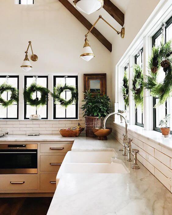 Kitchen Window Wreaths Decor