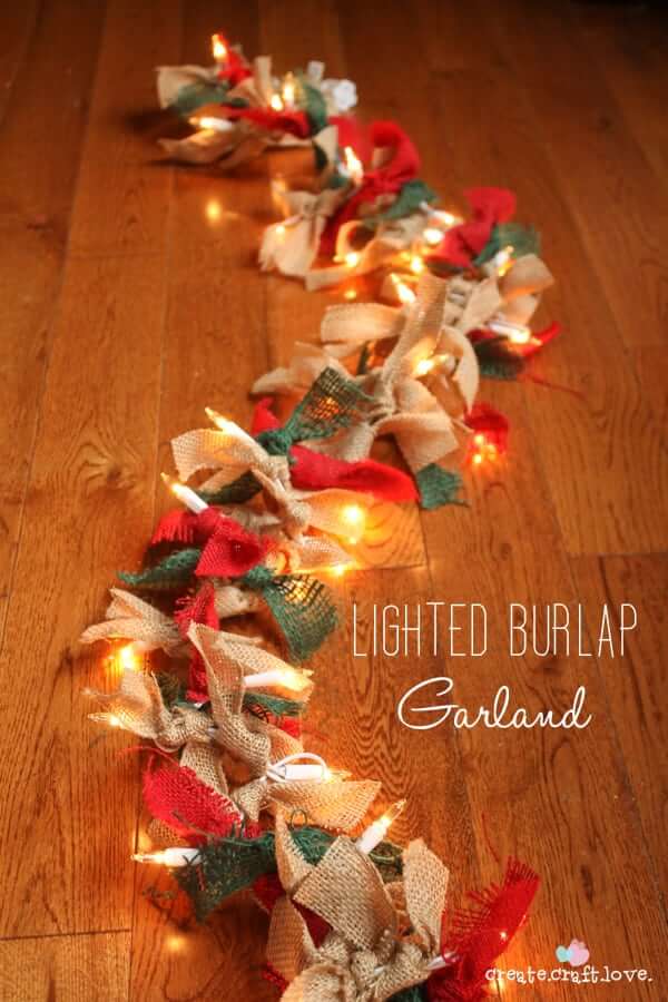 Lighted Burlap Garland Christmas Decor