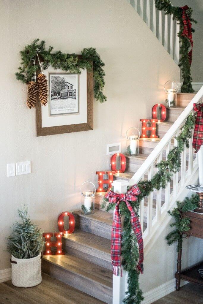 Modern Christmas Signs Staircase Decoration