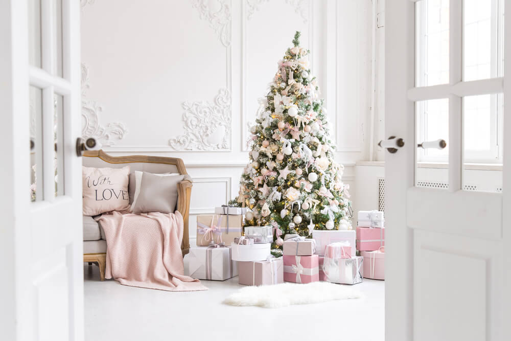 Pink Details Christmas Living Room