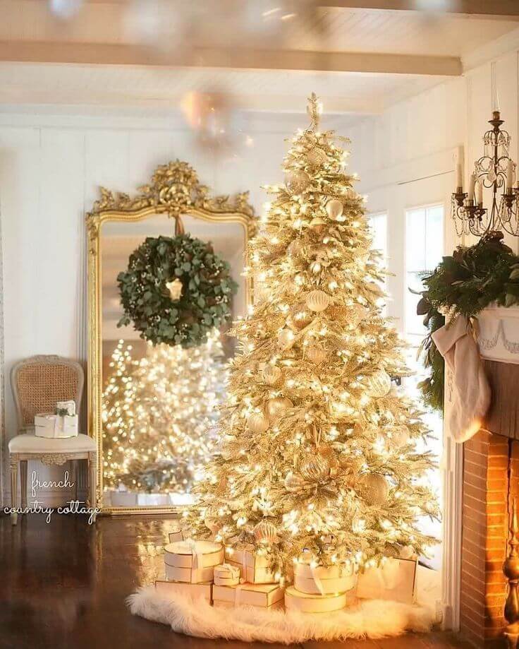 Prelit Golden Christmas Tree