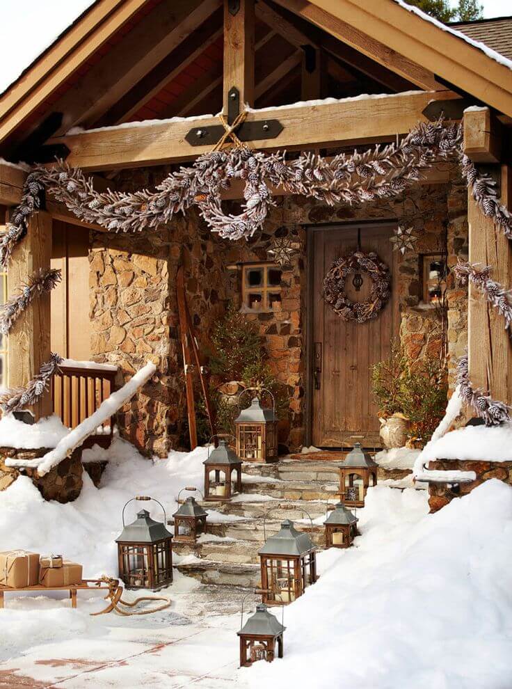 Rustic Christmas Front Porch Decoration