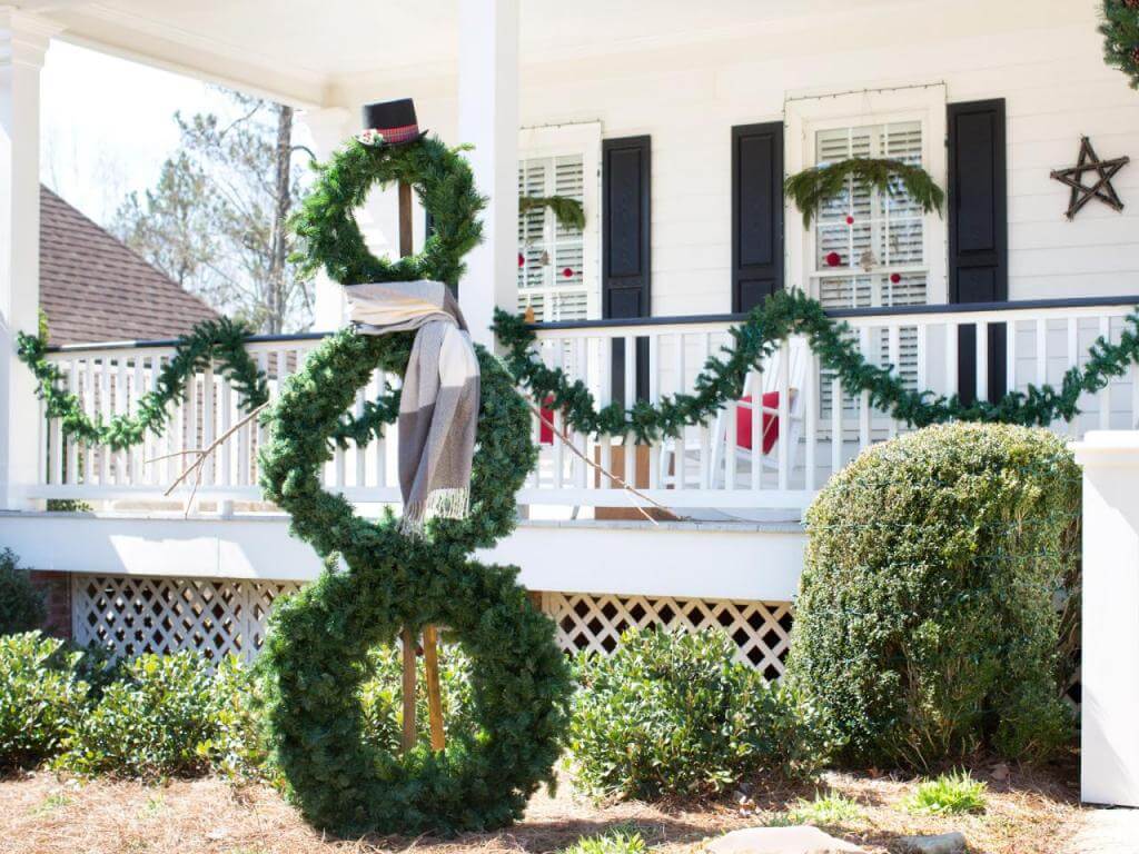 Wreath Snowman Christmas Front Yard