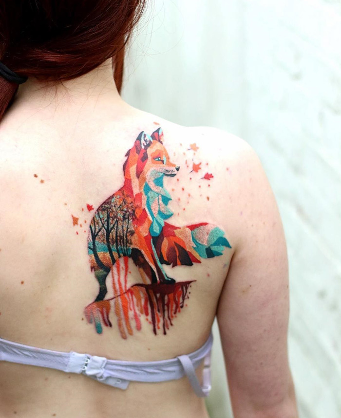 geometric fox tattoos