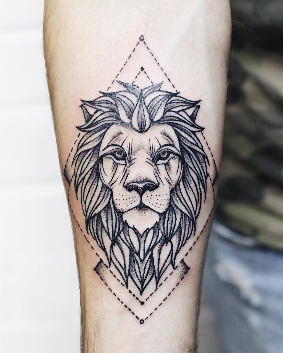 geometric lion tattoos