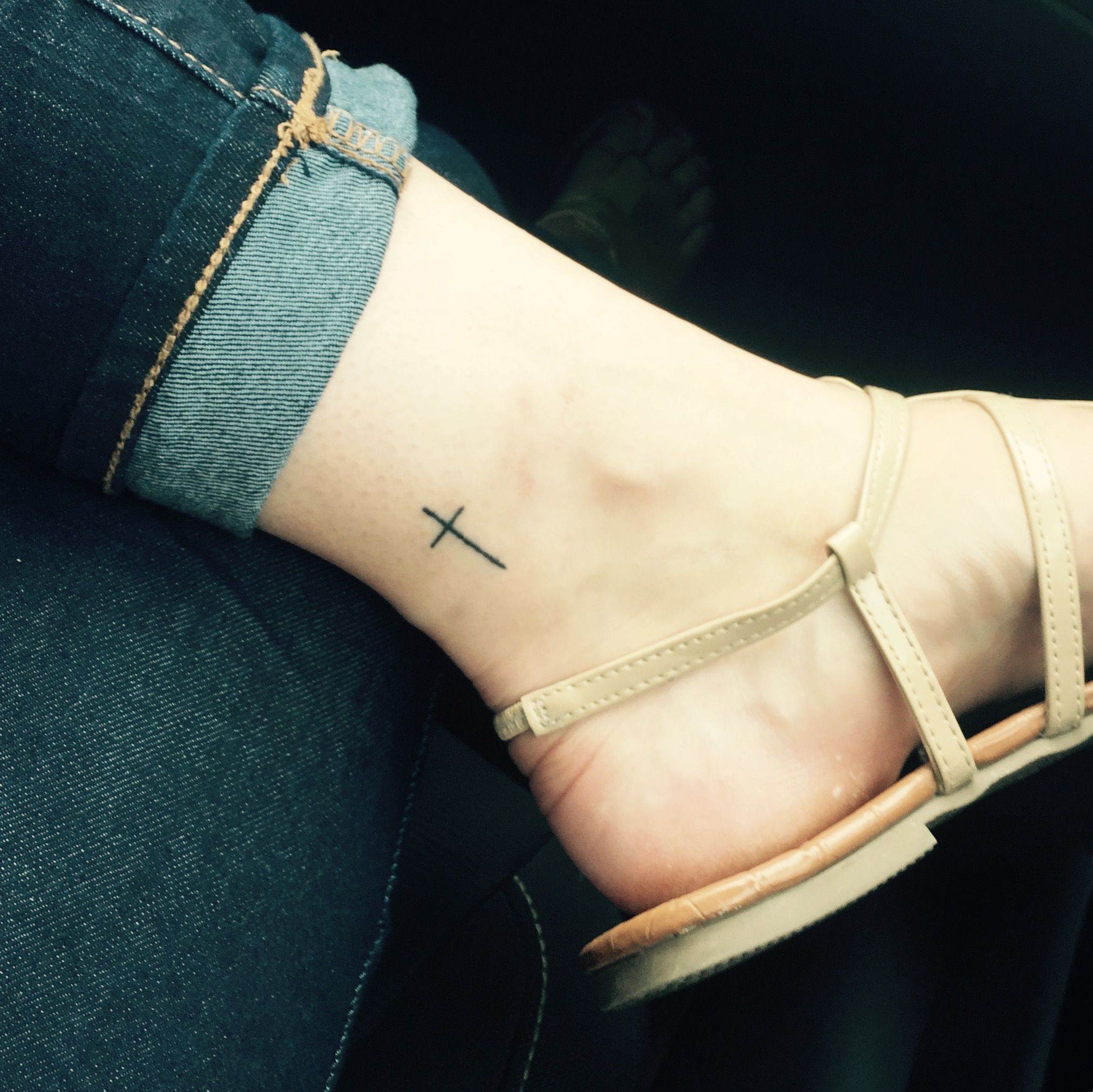 Cross Tattoo On Ankle