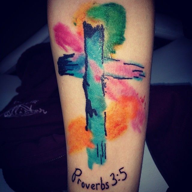 Watercolour Cross Tattoo