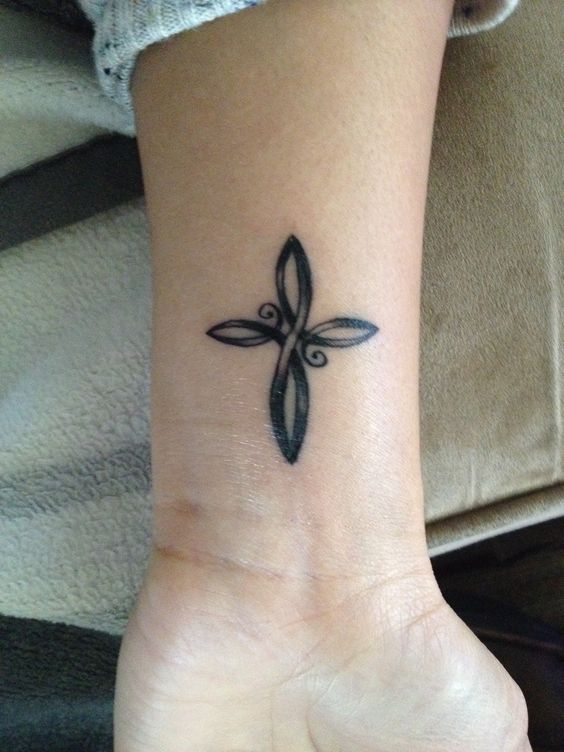 infinity cross tattoo wrist