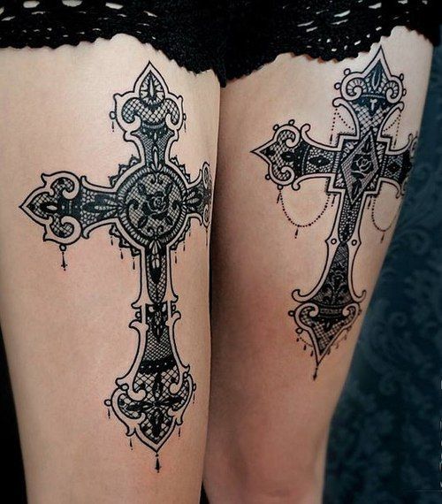 Lace Cross Tattoo