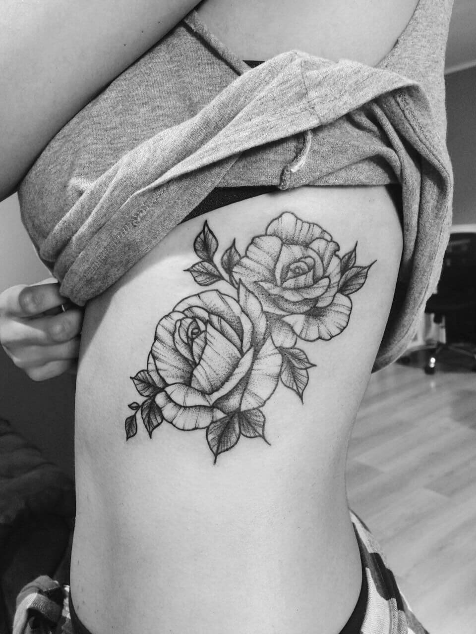 Rose Tattoo On Ribs