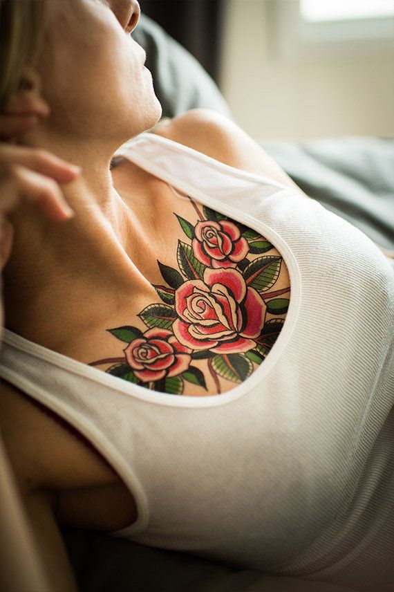 Chest Rose Tattoo