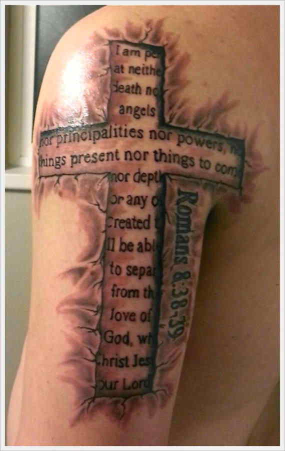 Cross Tattoo With Verse