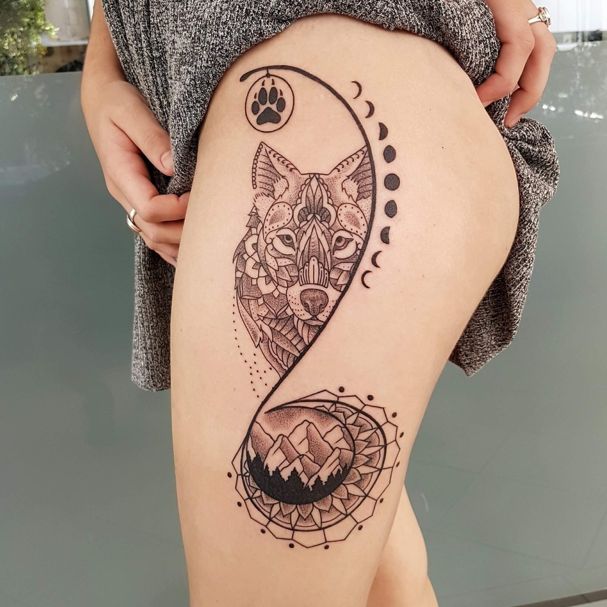 Mandala wolf Tattoo