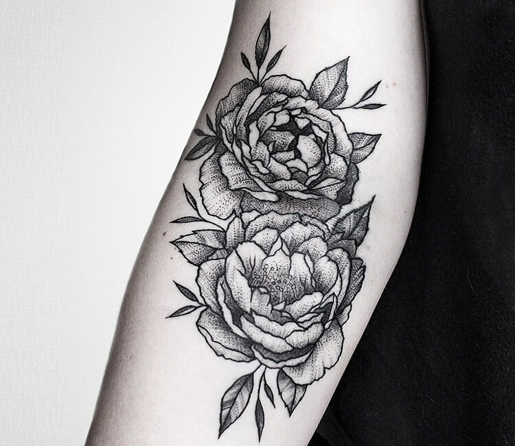 Dot Work Rose Tattoo