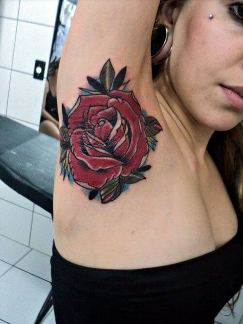Underarm Rose Tattoo