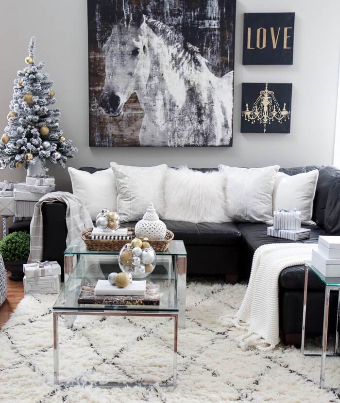 Black White Christmas Living Room