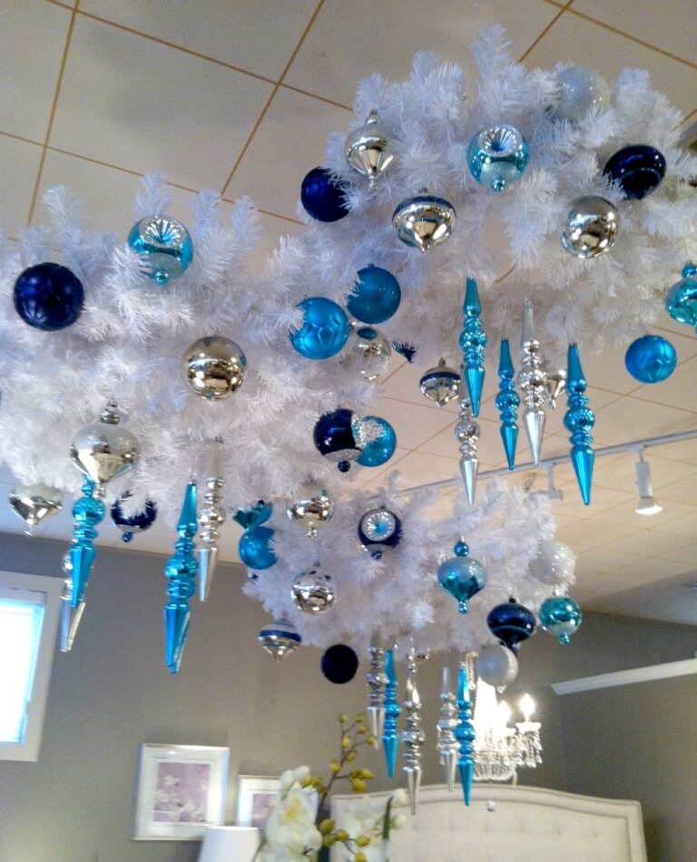 Bright Blue And Silver Chandelier