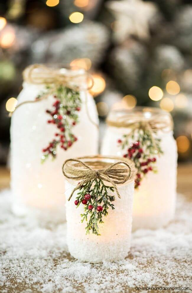 Christmas DIY Snowy Mason Jar