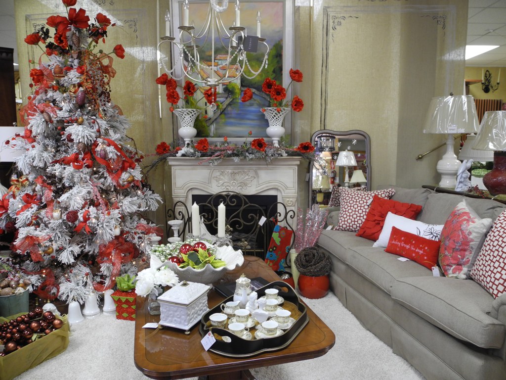 Christmas Living Room Red Grey Decor