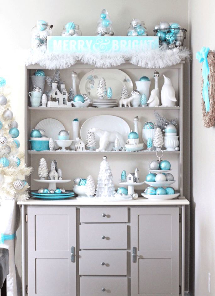 Christmas Shelf Silver Blue Decoration