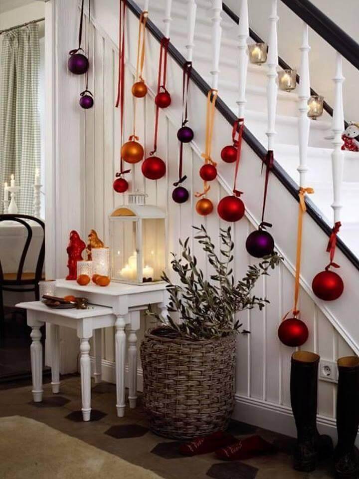 Colorful Christmas Balls And Ribbond Decor