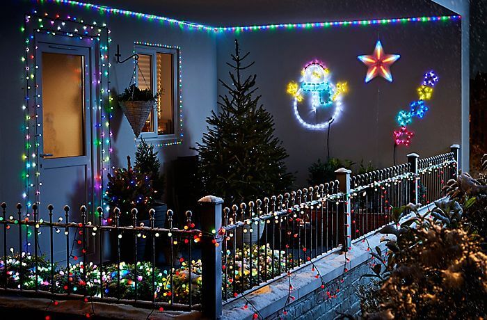 Colorful Christmas Lights Balcony Display