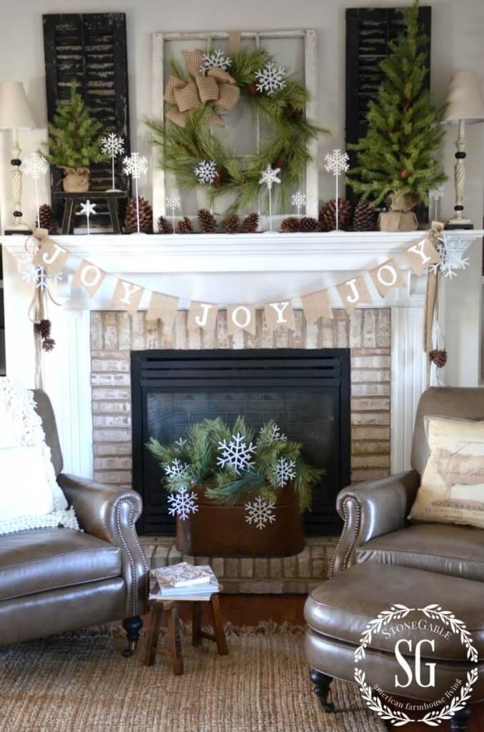 Country Style Rustic Fireplace Decor