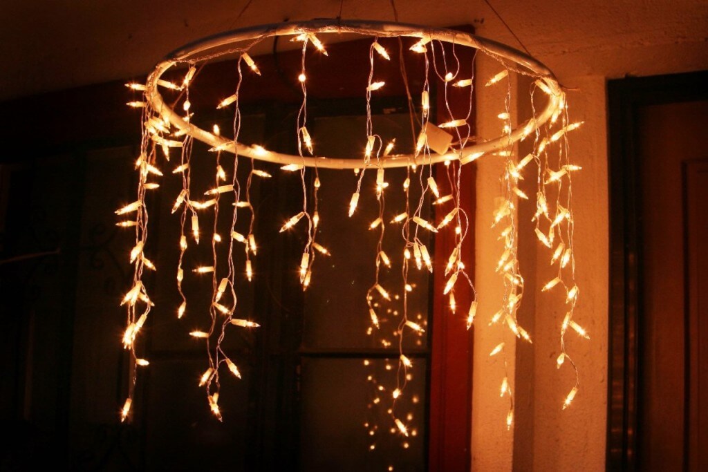 DIY Christmas Lights Chandelier