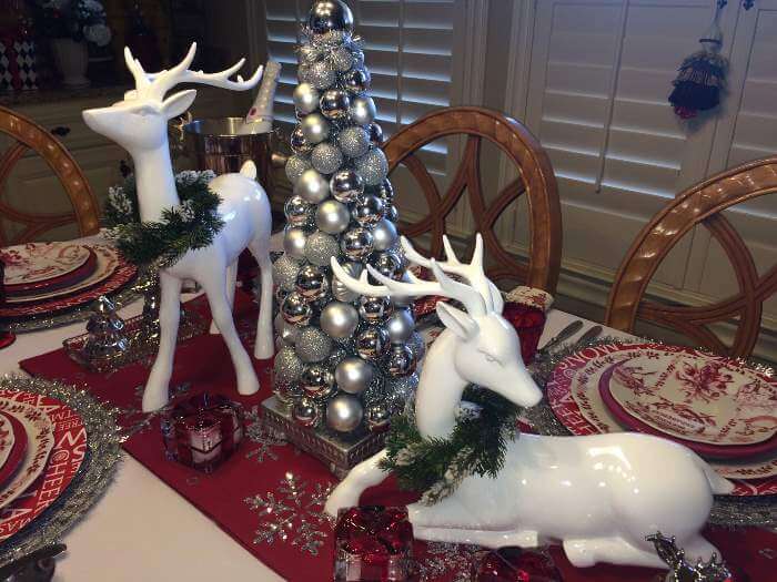 Deer And Christmas Topiary Centerpiece