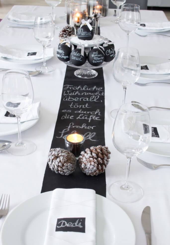 Elegant Black White Christmas Table