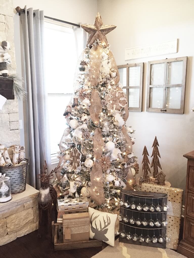Farmhouse Christmas Tree Neutral Decor