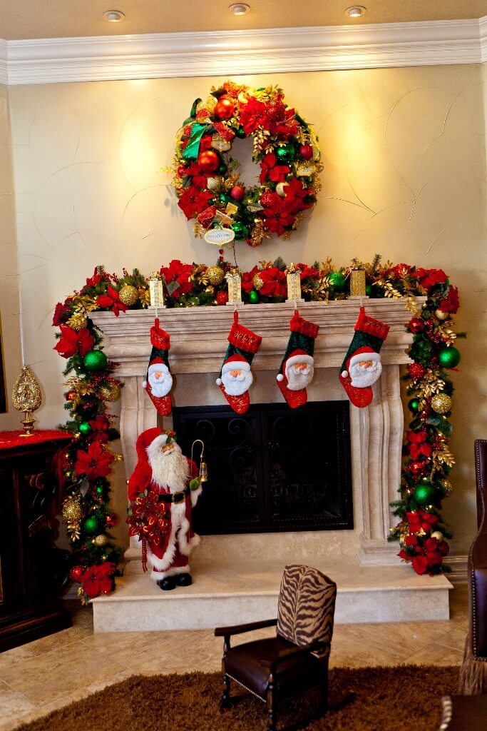Festive Santa Christmas Fireplace Decor