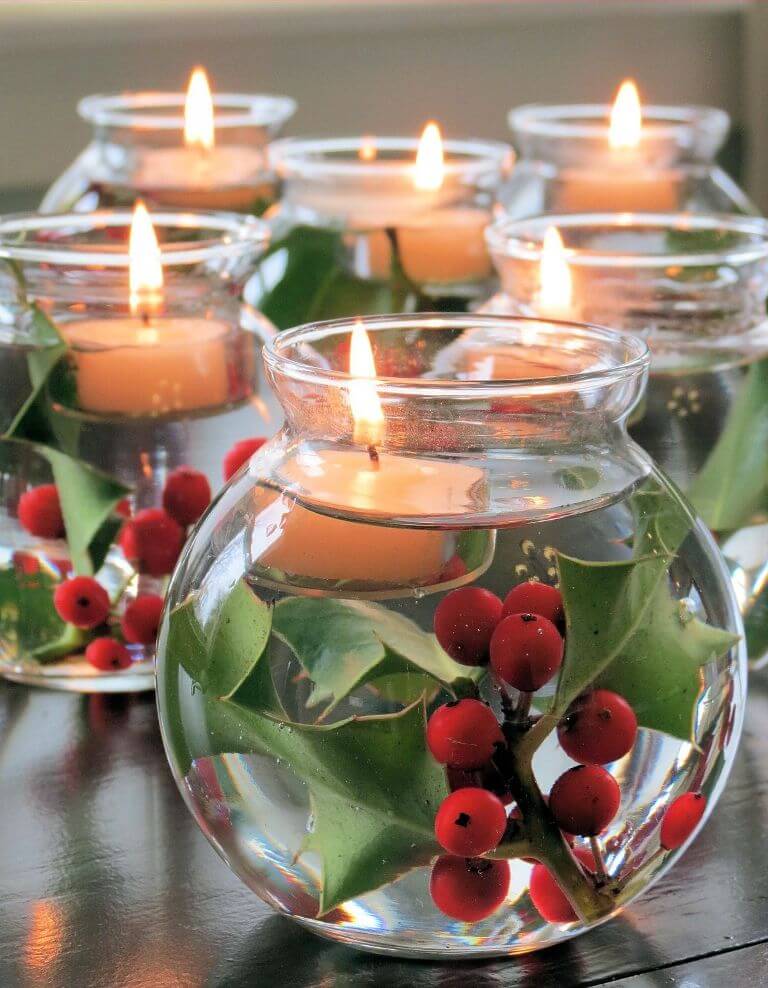 Floating Candles Christmas Jar Decor