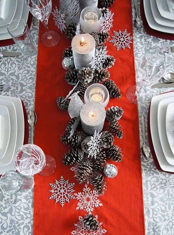 Glamorous Red Grey Christmas Tablescape