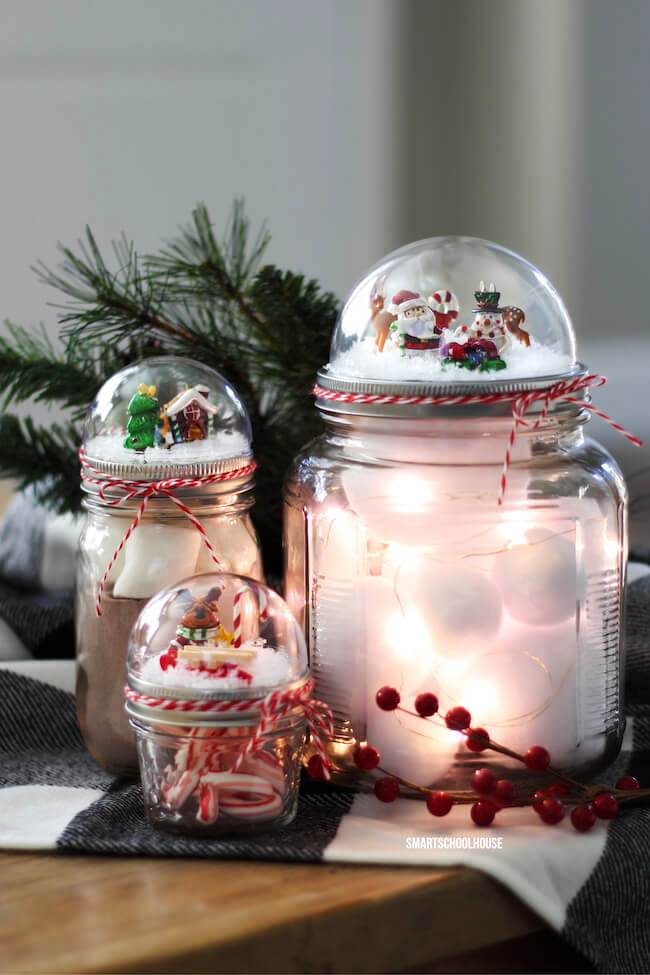 Mason Jar Lid Snow Globes