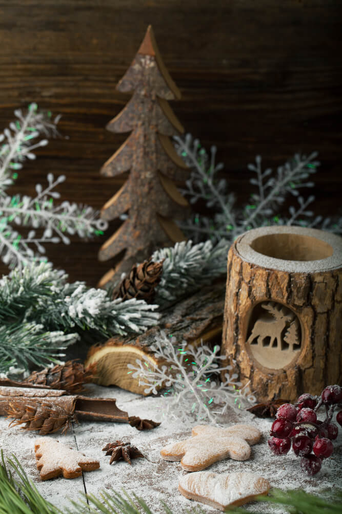 Mini Christmas Tree Rustic Centerpiece