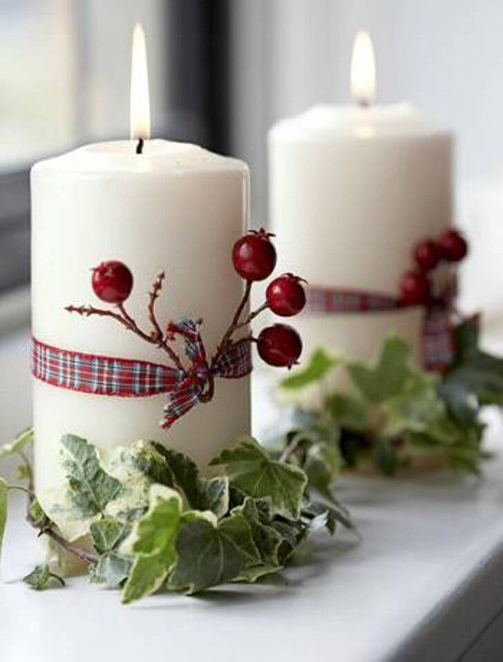 Natural Elements Christmas Candles Decoration