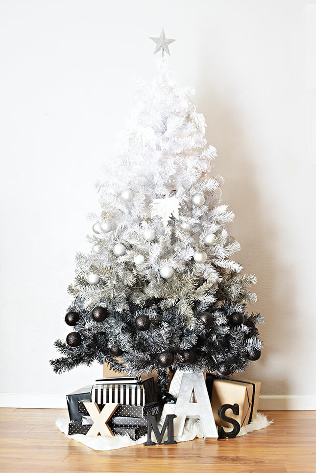 Ombre Black White Christmas Tree