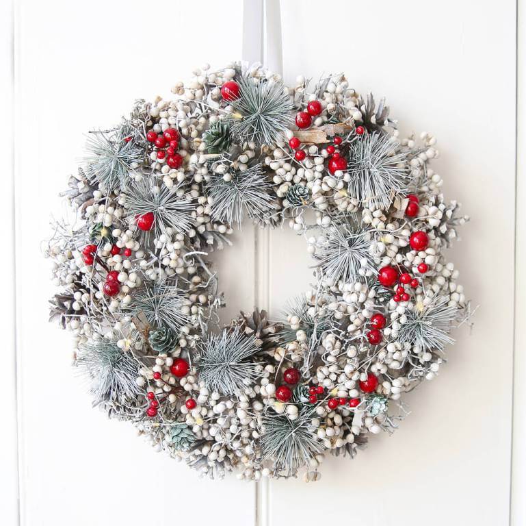 Red Berry And Grey Spruce Wreath