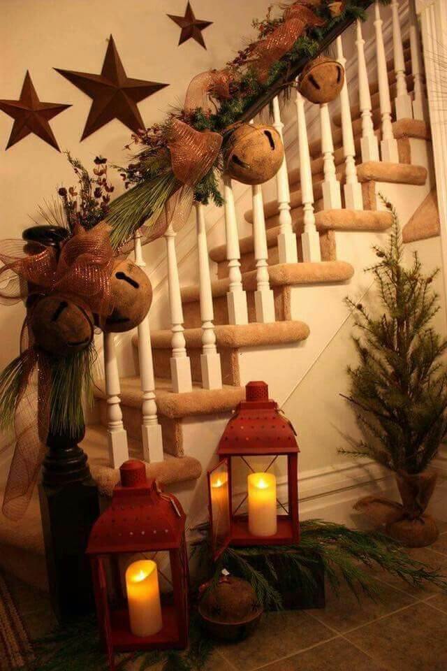 Rustic Bells Christmas Stairs Decoration