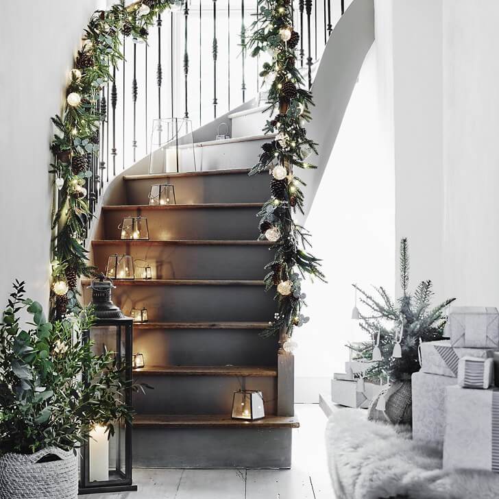Scandinavian Christmas Stairs Decoration